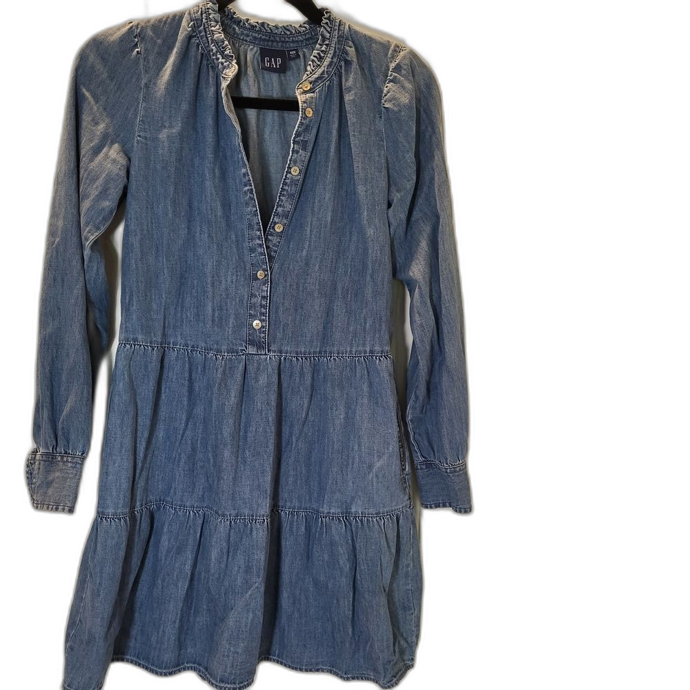GAP Blue Denim Shirt Dress with Pockets XXS